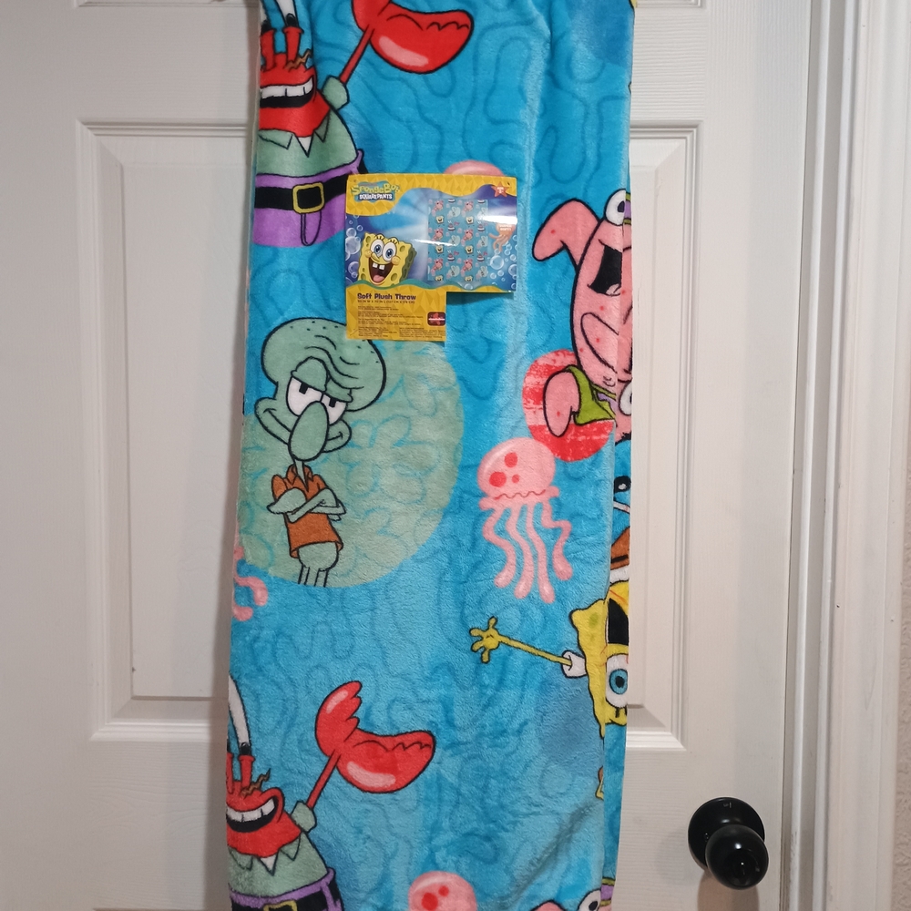 New SpongeBob Mr Krabs Squidward Plush Throw Blanket Size 50x70